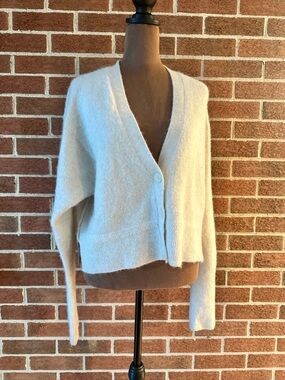 AllSaints Cream Cropped Cashmere Cardigan Sweater Women's, Size XS